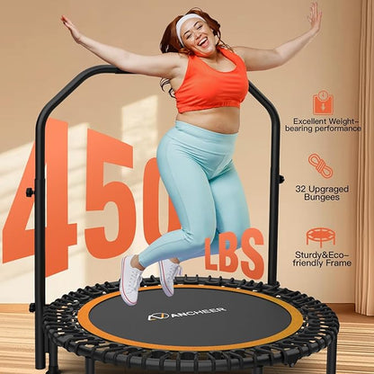 Bungee Rebounder Trampoline,ANCHEER 40" Foldable Fitness Trampoline with 4-Level Adjustable