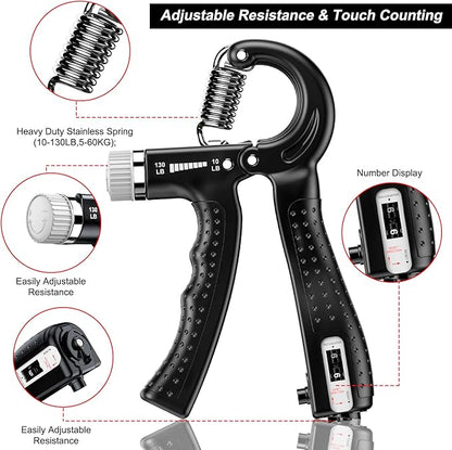 KDG Hand Grip Strengthener 2 Pack Adjustable Resistance 10-130 lbs Forearm Exerciser，Grip Strength