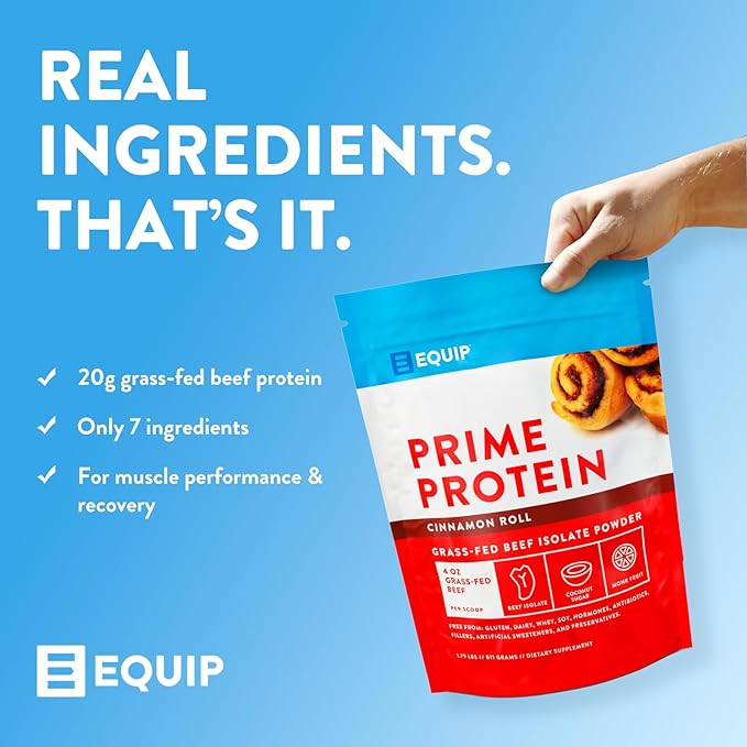 Equip Foods Prime Protein Powder | Clean, Grass Fed Beef Protein Powder for Women & Men | Carnivore