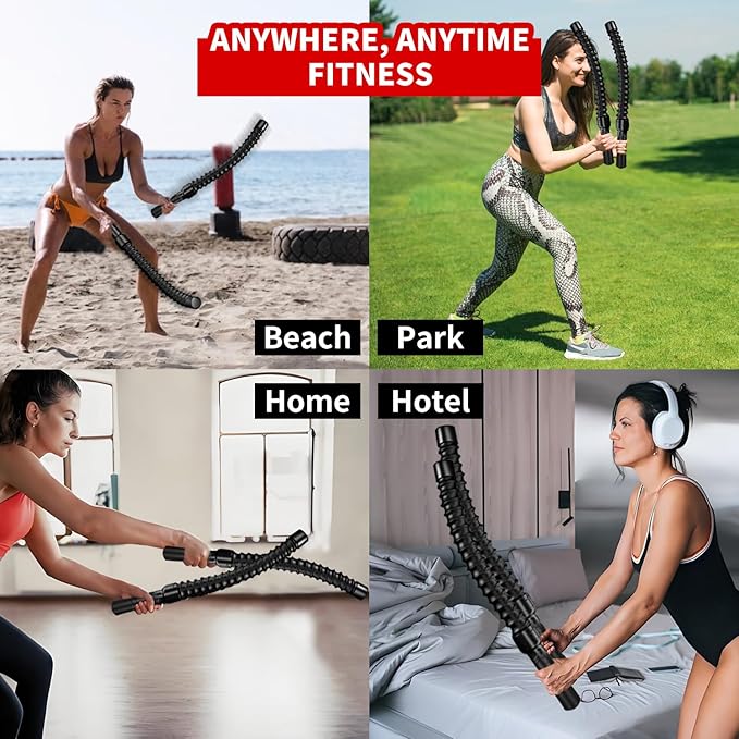 Ropeless Battle Ropes for HIIT Workouts, Cardio & Muscle Training, Low-Impact Cardio Training