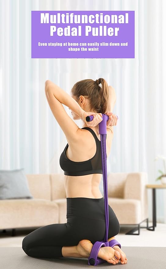 21 Fitness Resistance Bands-4 Tube Pedal Ankle Puller,Pedal Resistance Band with Handle,Resistance