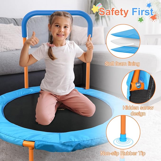 Ativafit 36inch Mini Toddler Trampoline for Kids Ages 2-6 Indoor Outdoor Folding Small Rebounder