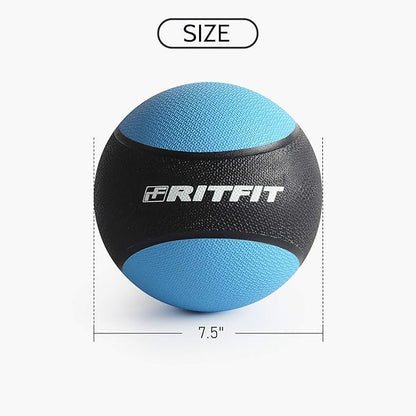 RitFit Weighted Medicine Ball - Non-Slip Rubber Shell & Dual Texture Grip - Workout Exercise Ball