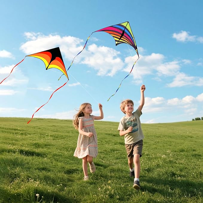Mint's Colorful Life 3 Pack Delta Kite Set for Kids & Adults, Easy to Fly Large Kites for