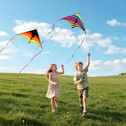 Mint's Colorful Life 3 Pack Delta Kite Set for Kids & Adults, Easy to Fly Large Kites for