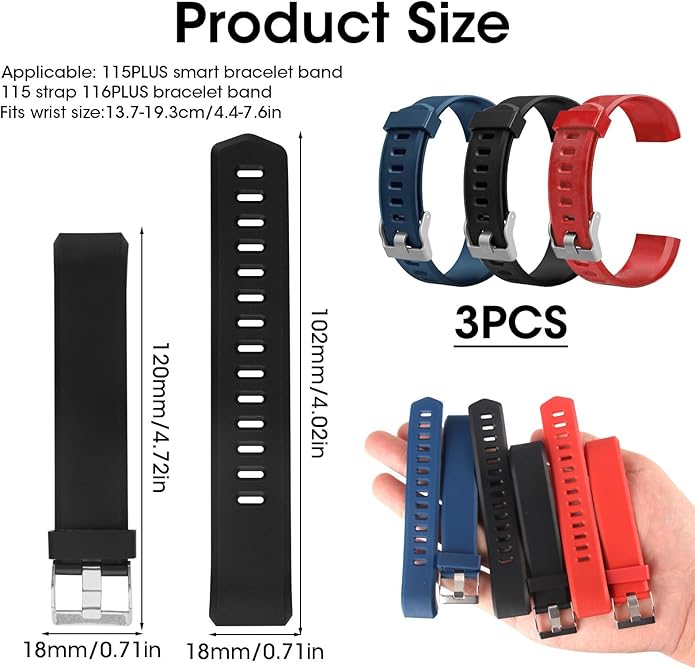 Watch Bands Replacement for ID115plus HR, Very Fit Pro Activity Fitness Tracker Wrist Bands Set