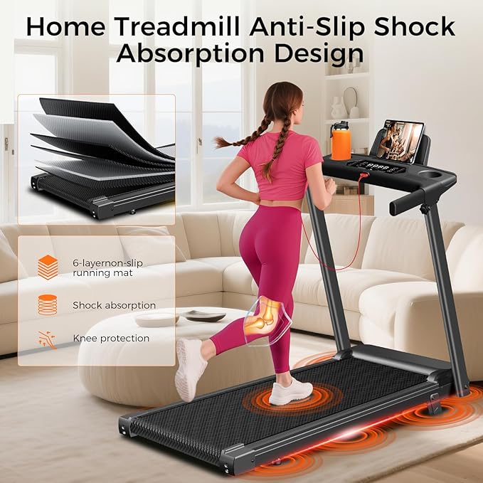 Treadmill with Incline, 3.0HP Small Treadmills for Home, Portable Electric Treadmill with