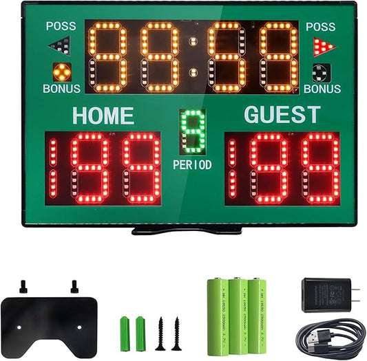 Basketball Digital Scoreboard with Remote,Battery Powered Portable Tabletop Electronic Scoreboard