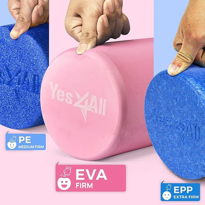Yes4All EVA Firm Foam Roller for Back - Round Back Roller for Exercise, Yoga & Pilates 12/18/24/36