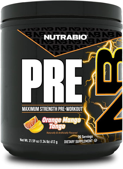 NutraBio Preworkout Powder, Orange Mango| Explosive Energy, Laser Focus, Extreme Pumps| Pre Workout