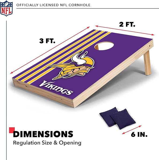 NFL 2' x 3' Solid Wood Cornhole Set with Direct Print HD Team Graphics – Great Gift for Any