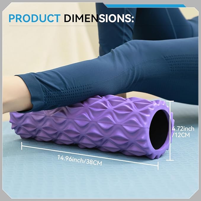 Foam Roller - 15 inch Deep Tissue Massager for Muscle Massage, Myofascial Trigger Point Release