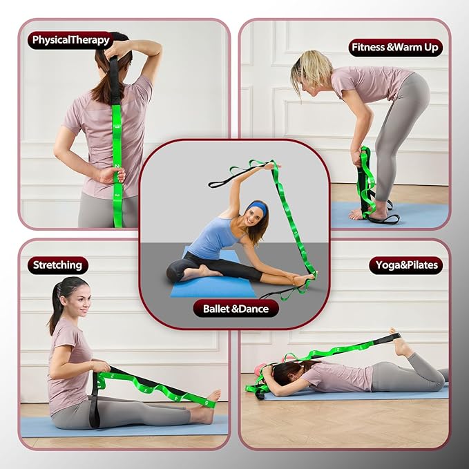 Stretching Strap with 10 Loops-Yoga Strap for Physical Therapy,Home Workout,Pilate & Flexibility