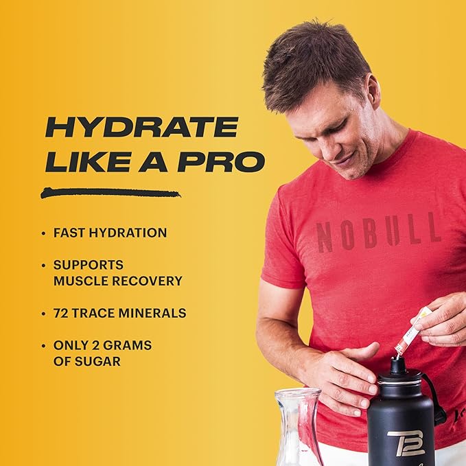 TB12 Electrolytes Powder Packets Lemonade ??Mineral-Rich Electrolyte Powder for Fast Hydration by