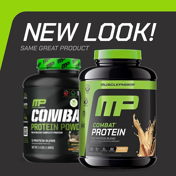 Muscle Pharm Combat Protein Powder, Horchata Flavor, Fuels Muscles for Productive Workouts, 5