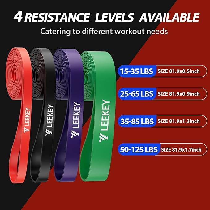 LEEKEY Resistance Bands Set for Pull-Up Assistance & Full-Body Training, Multi-Level Exercise Bands