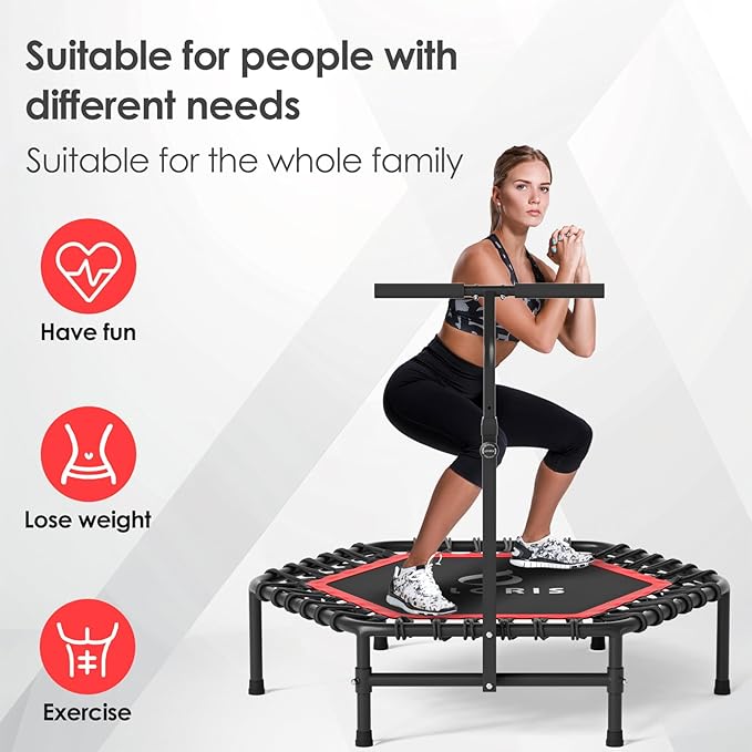 CLORIS 45'' Rebounder Trampoline for Adults - Max Load 450lbs, Mini Trampoline with Adjustable Foam