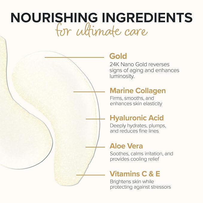 ToGoSpa Golden EYES, Dark Circle Warrior | Premium Clean Anti-Aging Gel Pads with Collagen