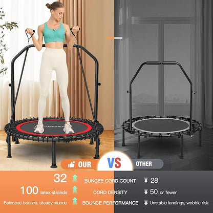 ANCHEER 40" Foldable Mini Trampoline,Max Load 450lbs/550lbs Indoor Trampoline,with 4 Level