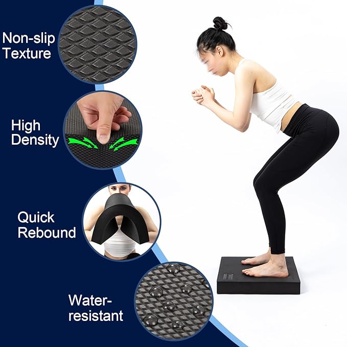 StrongTek Extra Wide Foam Balance Pad for Physical Therapy, 19" X 15.8" X 2.4", High-Density TPE