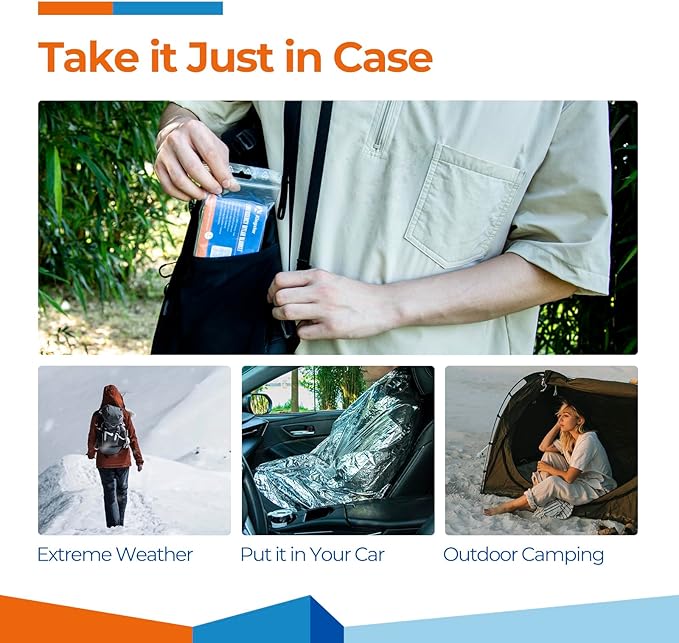 Emergency Blankets (4 Packs, 84" L x 52" W) Mylar Thermal Blankets for Survival and