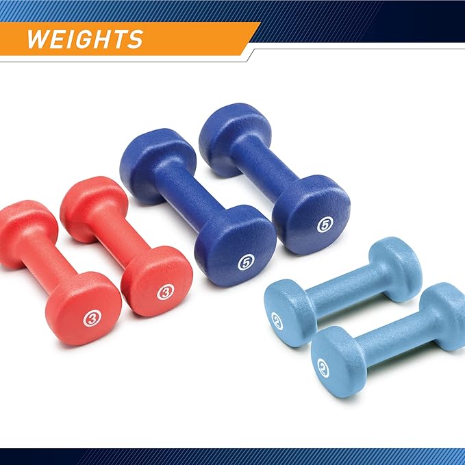 Marcy Colored Neoprene Dumbbell (Sold in Singles or Set) Hand Weights, Exercise Free Weights for
