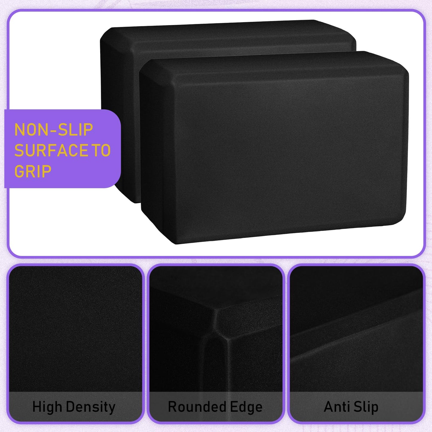 Wettarn 6 Pack Yoga Blocks 9 x 6 x 4 Inch EVA Foam Lightweight Non Slip Yoga Props for Pilates