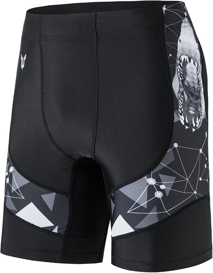HUGE SPORTS Men's Rash Guard Swim Shorts Compression Swimming Jammer Cool Dry Active Swimsuit