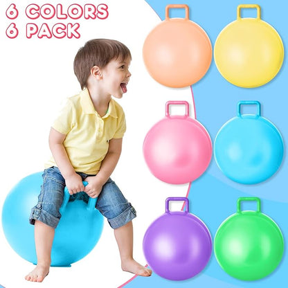 Lewtemi 6 Pcs Hopper Ball Carnival Outdoor Games 20 Inch Jumping Hopping Inflatable Bouncing Ball