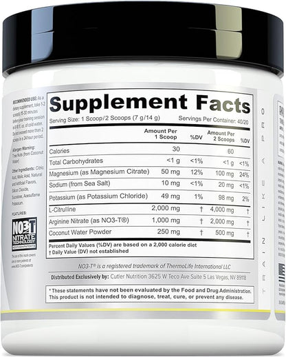 Cutler Nutrition Amplify Pump Pre Workout Caffeine Free Nitric Oxide Booster containing Arginine