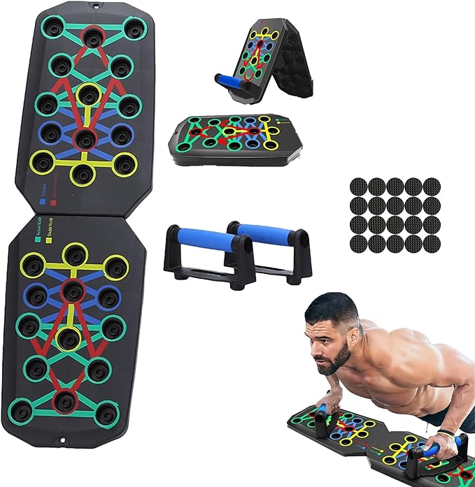 Push-up board, Foldable Home Workout Equipment with Color-Coded System Multi-Functional Pushup