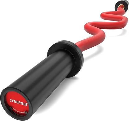 Synergee Commercial Super EZ Curl Olympic Bar Chrome, Black Phosphate and Red with Powder Coated