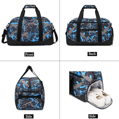 Octsky Sports Duffel Bag Gym Bag with Shoe Compartment Small Travel Overnight Bag Weekender Bag