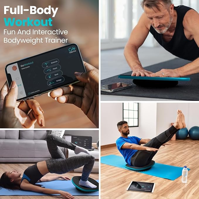 GoBalance Board - App-Enabled Balance Board. Smart Bluetooth Sensor, 12 FREE Interactive Games