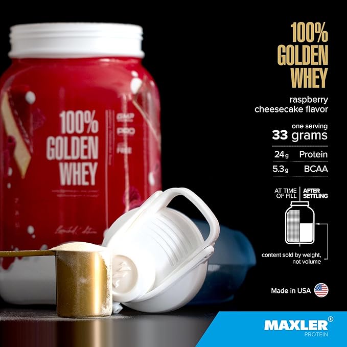 Maxler 100% Golden Whey Protein - 24g of Protein per Serving - Premium Whey Protein Powder for Pre