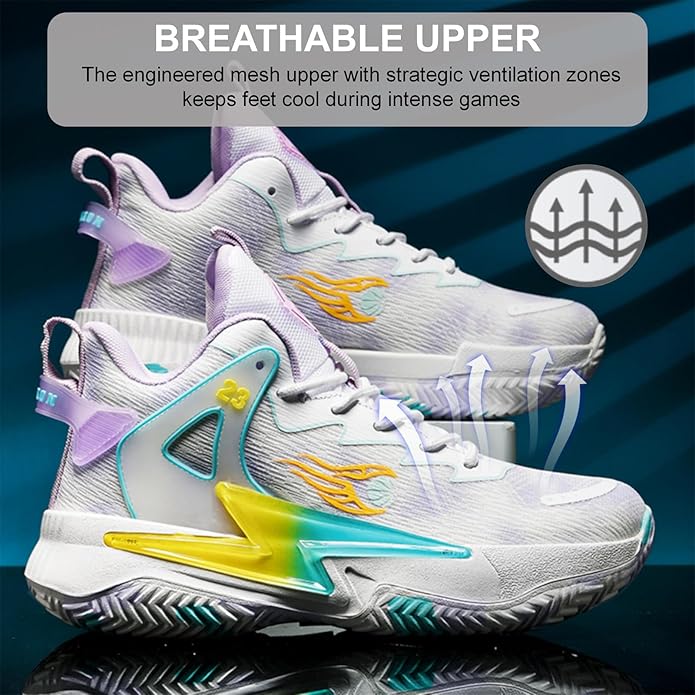 Moodeng Womens Basketball Shoes Breathable Non Slip Sports Shoes Fashion Running Sneakers