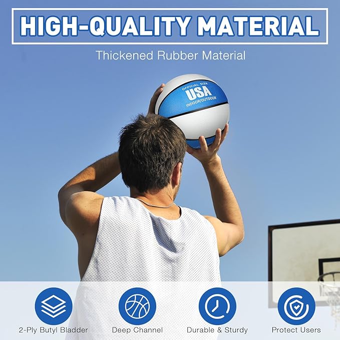 Libima 4 Pcs Rubber Basketball with Pump Official Size Indoor Outdoor Basketball Game Practice