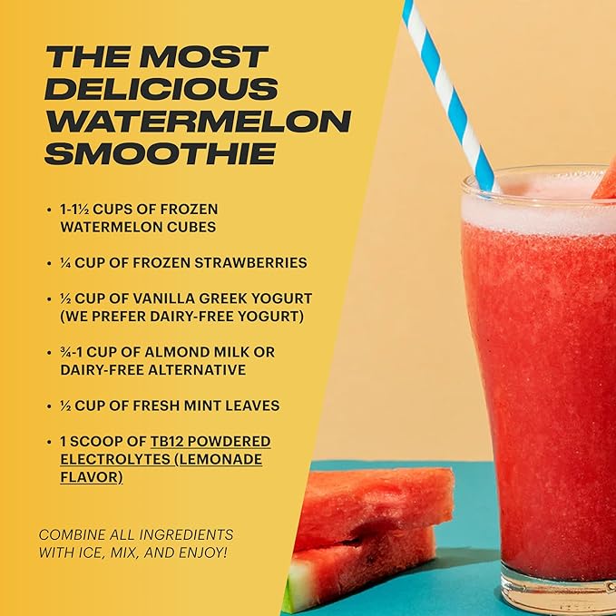 TB12 Electrolytes Powder Packets Lemonade ??Mineral-Rich Electrolyte Powder for Fast Hydration by