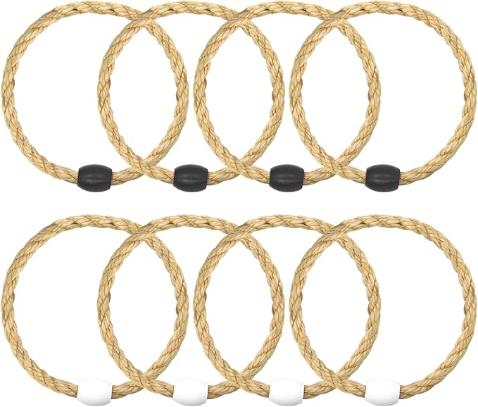 8 Pack Sisal Rope Ring Toss Game Replacement Parts for Adults and Kids, Outdoor Toss Rings for