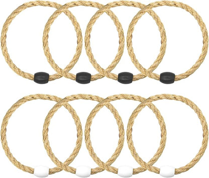 8 Pack Sisal Rope Ring Toss Game Replacement Parts for Adults and Kids, Outdoor Toss Rings for