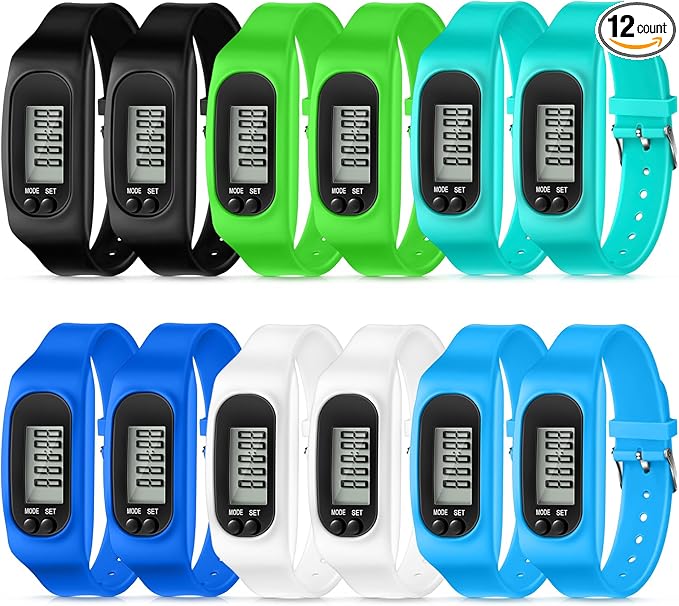 Geyoga 24 Pcs Pedometer for Walking Steps and Miles Pedometer Watch Silicone Steps Tracker Running