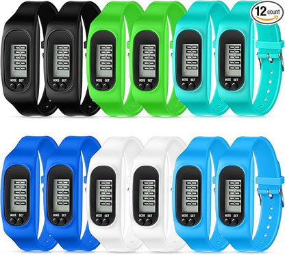 Geyoga 24 Pcs Pedometer for Walking Steps and Miles Pedometer Watch Silicone Steps Tracker Running