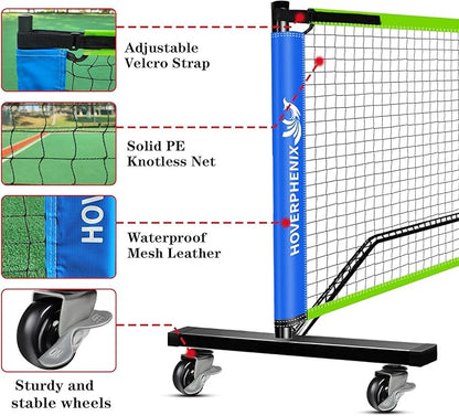 Hoverphenix Pickleball Net for Driveway, 22FT Regulation Size Pickleball Net with Paddles Set of 4