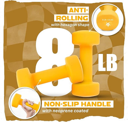 Yes4All Neoprene Coated Dumbbell Hand Weight Sets of 2 - Multiple Weight Options with 15 Colors
