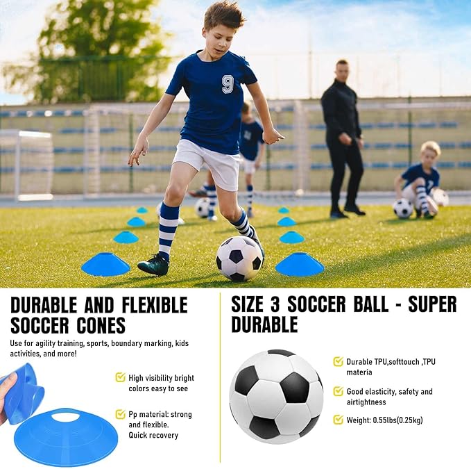 Soccer Goal, Kids Soccer Goals for Backyard Set, 2 Pack of Portable Pop Up Soccer Net with Soccer