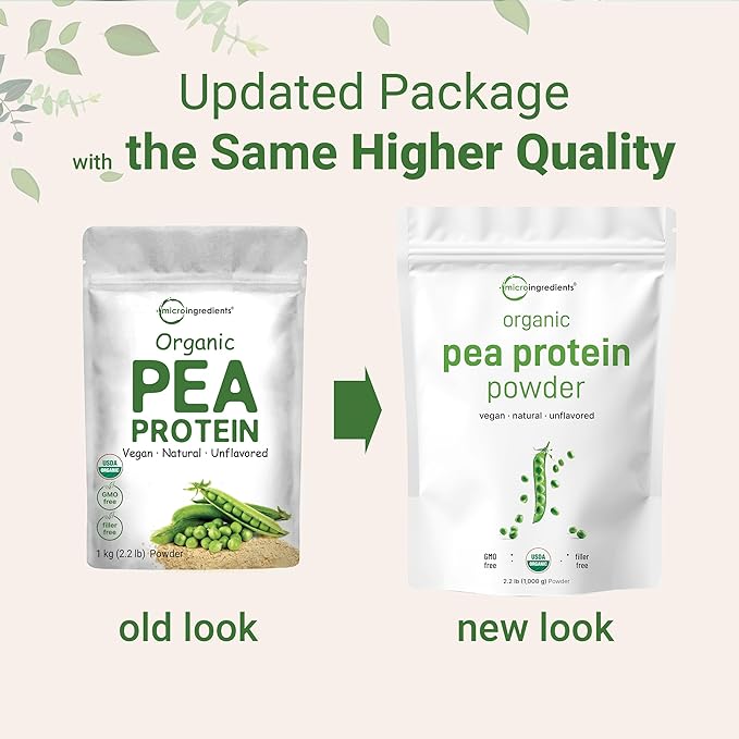 Micro Ingredients North America Grown, Organic Pea Protein Powder, 1KG (2.2 Pounds) | Plant-Based