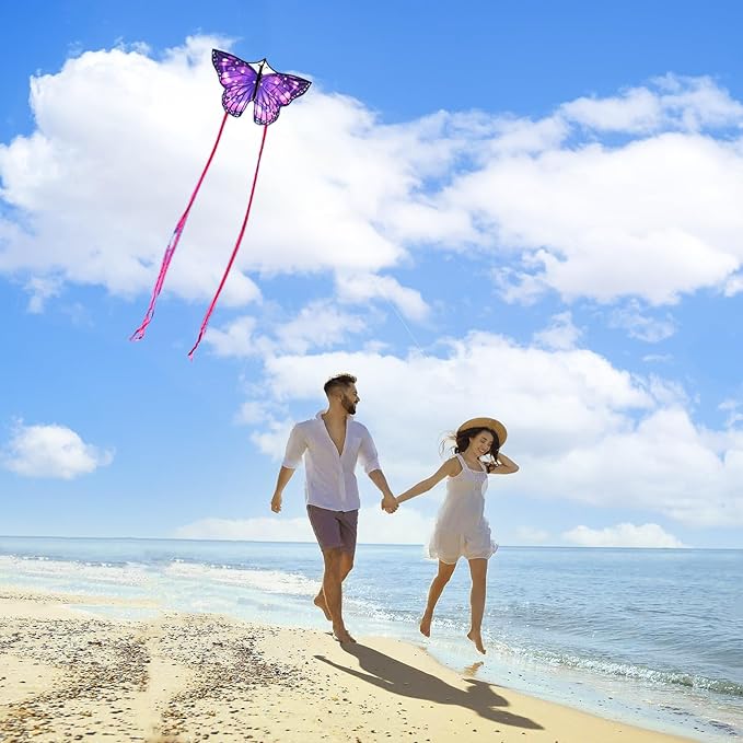 Large Butterfly Kite for Adults and Kids Ages 4-8 & 8-12 Easy to Fly, 55''X28'' Single Line Kite