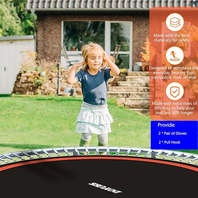 Trampoline Mat Replacement-Fits 16FT Frame with 108 Rings Fits 6.5-7.0" Springs-Mat Diameter 14.3ft