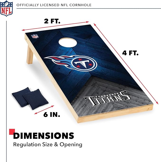 NFL Football 2' x 4' Regulation Size Solid Wood Cornhole Set with Direct Print HD Team Graphics
