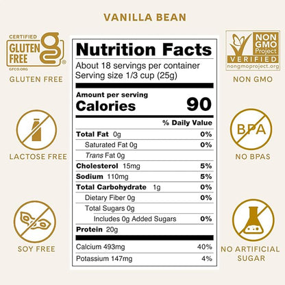 ICONIC Protein Powder, Vanilla Bean - Sugar Free, Low Carb Protein Powder - Lactose Free, Gluten